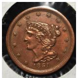 1851 BRAIDED HAIR HALF CENT NICE BU