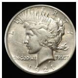 1921 PEACE DOLLAR CH AU
