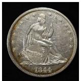 1844 SEATED LIBERTY HALF DOLLAR AU