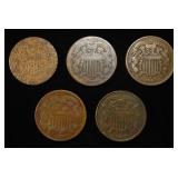 (5) 2-CENT PIECES