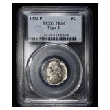 1942-P JEFFERSON NICKEL TYPE 2 PCGS PR66
