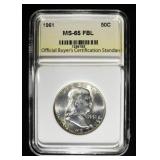 1961 FRANKLIN HALF DOLLAR OBCS GEM BU FBL