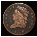 1828 CLASSIC HEAD HALF CENT VG/F
