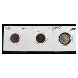 1898, 1905 INDIAN HEAD CENTS, 1937 BUFFALO NICKEL