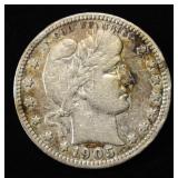 1905-S BARBER QUARTER VF