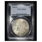 1884-O MORGAN DOLLAR PCGS MS62