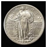1917-S T-1 STANDING LIBERTY QUARTER AU