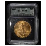 1927 $20 ST. GAUDENS GOLD ICG MS62