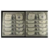 (10) $1 SILVER CERTIFICATES CU