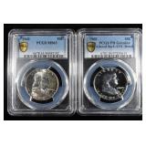 (2) 1960 FRAKLIN HALF DOLLARS PCGS