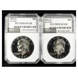 (2)1971-S SILVER EISENHOWER $1 PCI PERFECT GEM PR