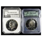 (2)1974-S AG EISENHOWER $1 PCI & ICG PROOF