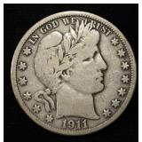 1911-D BARBER HALF FINE