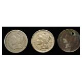 (3) 3-CENT NICKELS