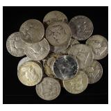 (20) 90% SILVER FRANKLIN HALF DOLLARS