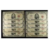 (10) $5 RED SEAL NOTES
