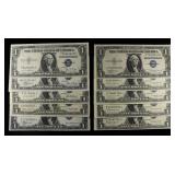 (10) $1 SILVER CERTIFICATES CU