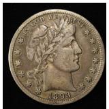 1893-S BARBER HALF DOLLAR XF