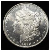 1878 8TF MORGAN DOLLAR CH/GEM BU, OBV. PL