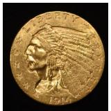 1914 $2.50 INDIAN GOLD CH/GEM BU