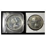 1953 & 1958 CANADIAN SILVER DOLLARS CH BU