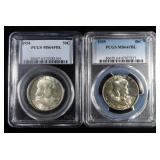 1954 & 1955 FRANKLIN HALF DOLLAR PCGS MS-64 FBL
