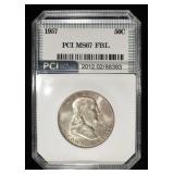 1957 FRANKLIN HALF PCI SUPERB GEM BU FBL