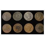 (8) BRAIDED HAIR LARGE CENTS