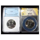 (2) GRADED KENNEDY HALF DOLLARS, 1996-D & 2002-D