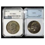 (2) GRADED EISENHOWER DOLLARS