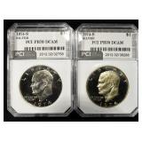 (2)1974-S AG EISENHOWER $1 PCI PERFECT GEM PROOF