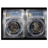 (2) 1961 FRANKLIN HALF DOLLARS PCGS
