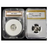 1942-D PGA& 1941-D NAC MERCURY DIMES SUPERB GEM BU