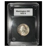 1932-S WASHINGTON QUARTER AU/BU