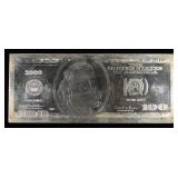 2000 $100 4 OZ .999 SILVER BILL