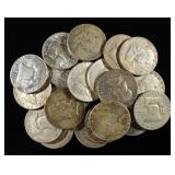(20) 90% SILVER FRANKLIN HALF DOLLARS
