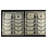 (10) $1 SILVER CERTIFICATES CU