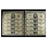 (10) $5 RED SEAL NOTES