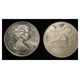 (2) 92.5% STERLING SILVER FOREIGN COINS