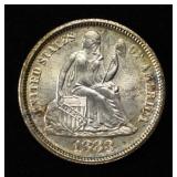 1883 SEATED DIME CH BU