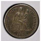 1876 SEATED DIME XF