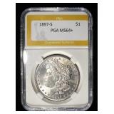 1897-S MORGAN DOLLAR PGA CH/GEM BU