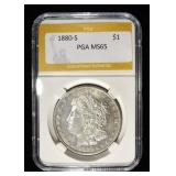 1880-S MORGAN DOLLAR PGA GEM BU
