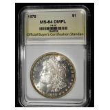 1878 7/8 TF MORGAN DOLLAR OBCS CH/GEM BU DMPL