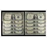(10) $1 SILVER CERTIFICATES CU