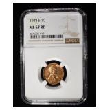 1938-S LINCOLN CENT NGC MS-67 RD