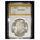 1882-S MORGAN DOLLAR PGA GEM BU