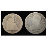 1829 BUST HALF & 1858-O SEATED HALF