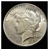 1924-S PEACE DOLLAR AU