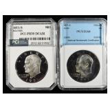 (2)1971-S AG EISENHOWER $1 PCI&NNC PERFECT GEM PR